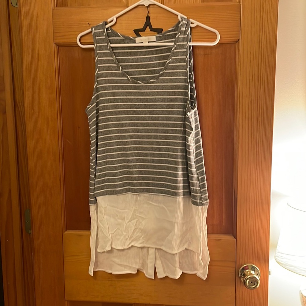 Like new Anthropologie grey and white stripped tank top